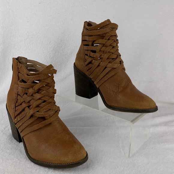 Free‎ People Womens Carrera Boot Vintage Tan High Heel Boot Size 37 US 6 EUC - Picture 1 of 12